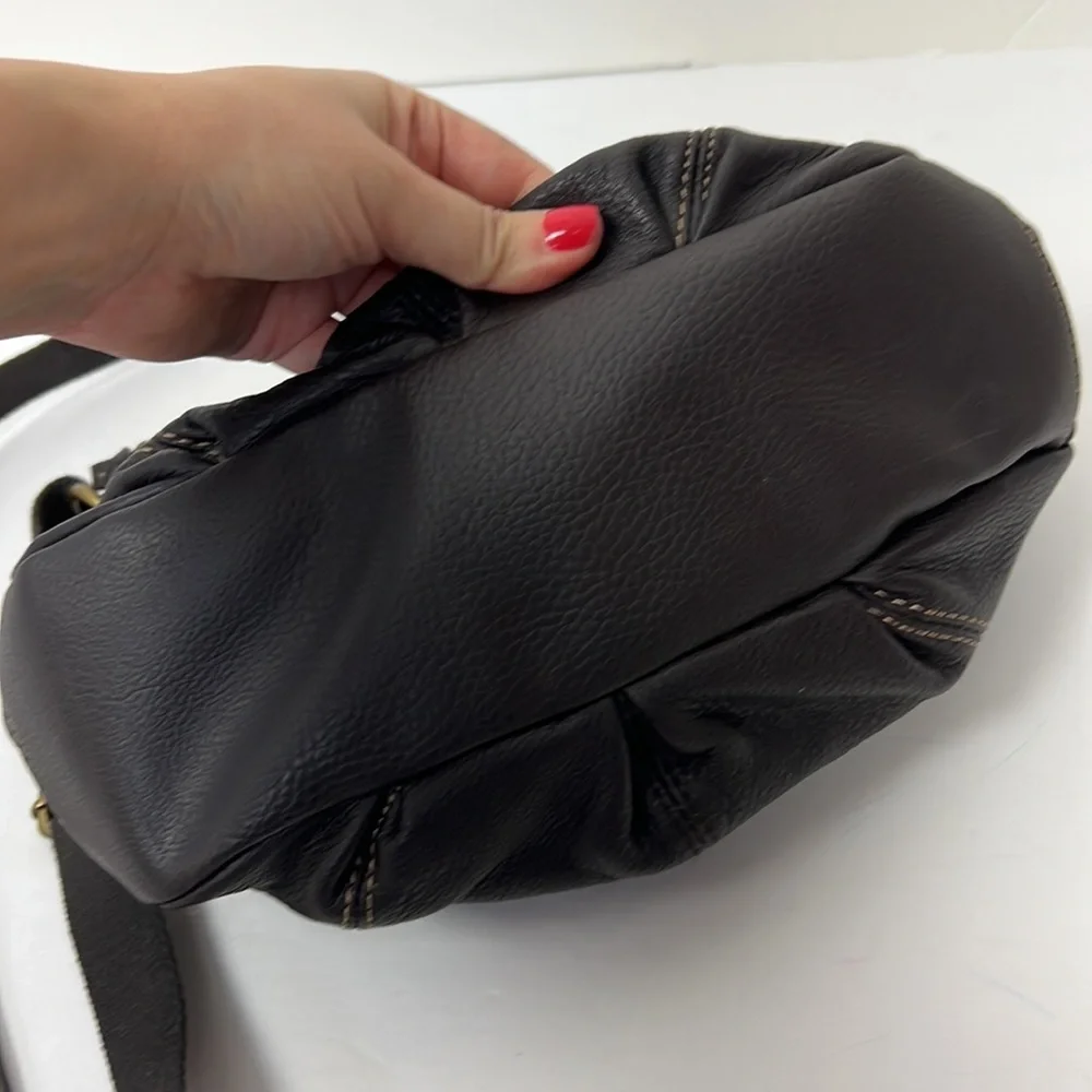 The Sak Leather Crossbody Satchel Boho Bohemian Purse Bag‎ Zip Brown Deena Flap